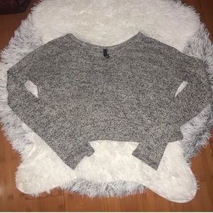 Black and Grey Crop Top with Open Back